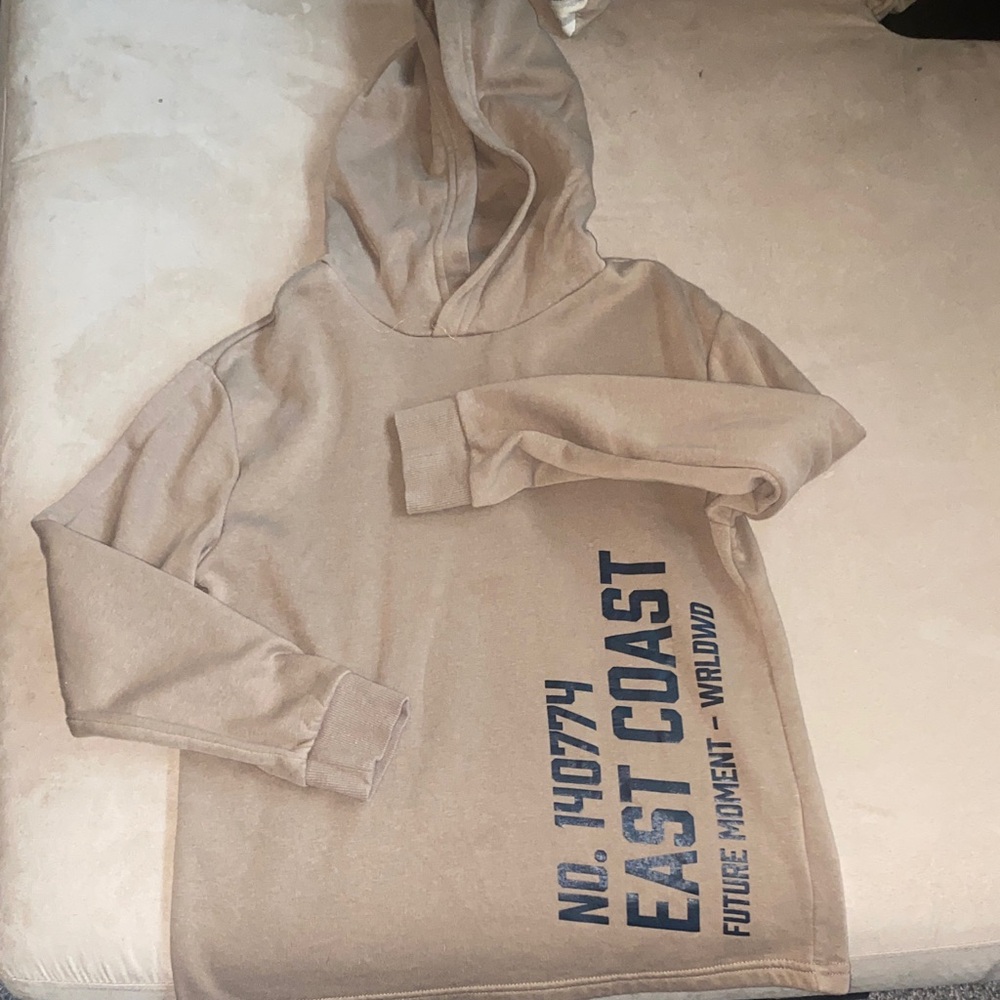 H&M Tan Hoodie Graphic lettering East Coast